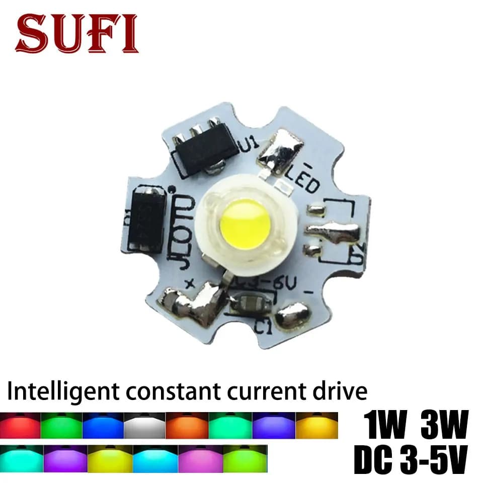1W 3W Constant Current LED Driver Warm Natural Cool White Blue Red Green Yellow LED Chip Light with PCB Lighting Transformers