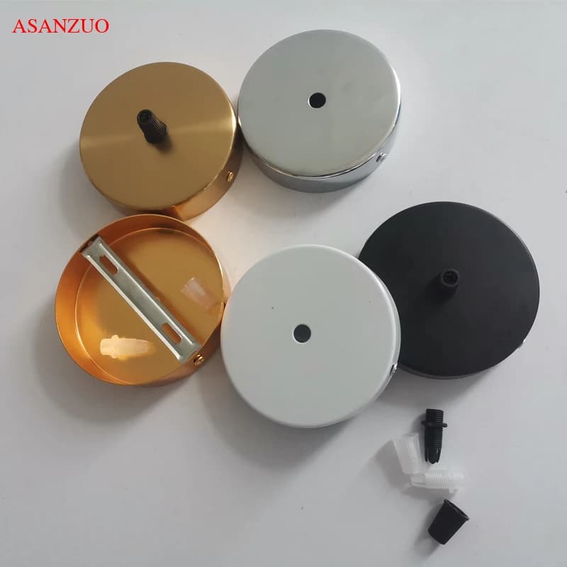 Black White Silver Gold Brass Ceiling Plate Wall Sconce Mount LED Base Vintage Pendant Lamp Disc Base Ceiling Canopy