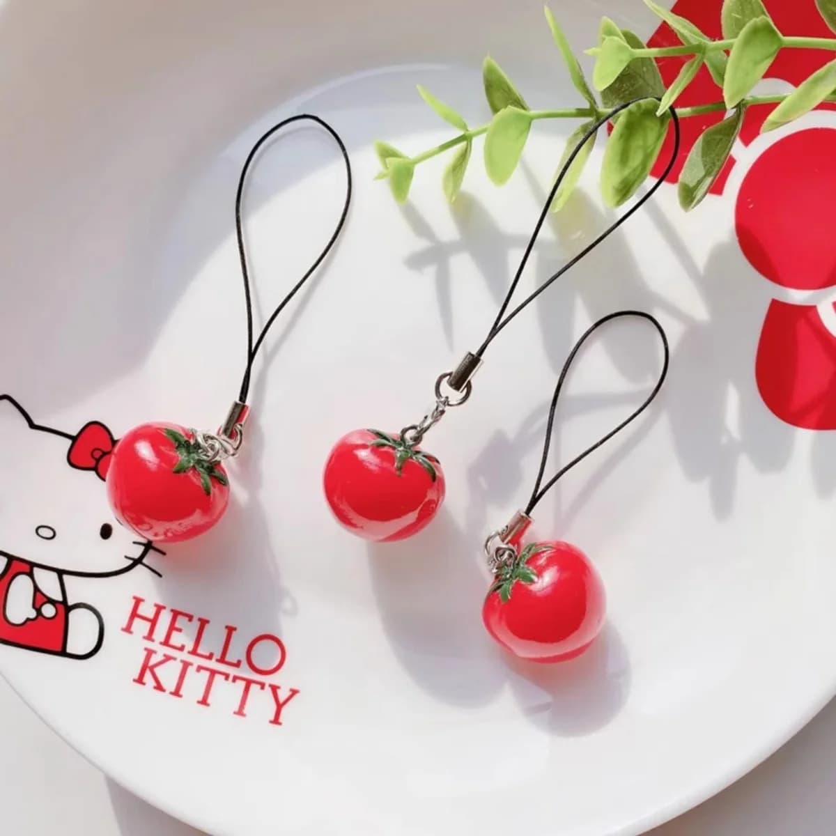 Acrylic Tomato Keychain Adorable Strawberry Bag Keyring Fruit Pendant