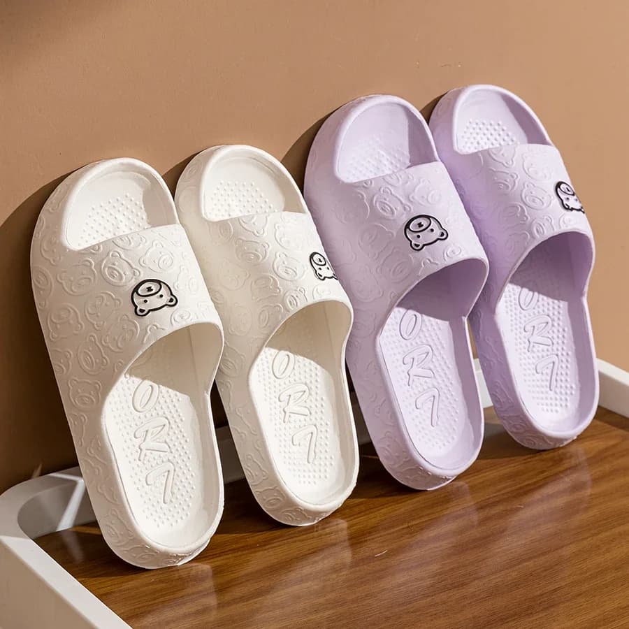 New Fashion Women's Slippers Indoor Soft Sole Cartoon Bear Print Slides Bathroom EVA Indoor Men Summer Outdoor Cool Shoes Couple