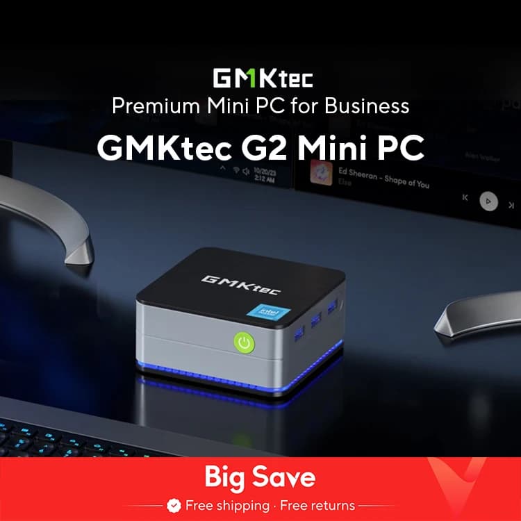 GMKtec G2 Mini PC Windows 11 Pro Intel 12th Gen Alder Lake N100 Mini PC DDR5 12GB RAM 512GB ROM WiFi 6 BT5.2 Desktop Computer