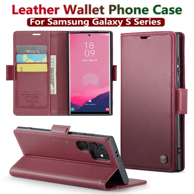 S24 Ultra Case for Samsung S25 Ultra S23 Case Samsung Galaxy S22 S21 Note10 20 Herder Luxury Business Leather Wallet Flip Cover