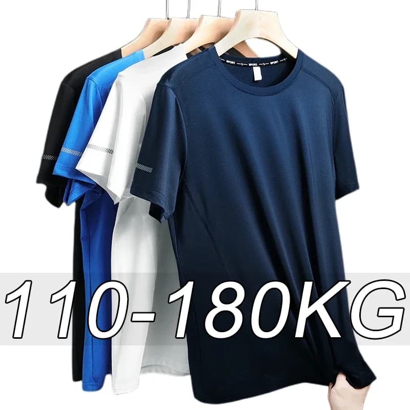 6XL 8XL Large Plus Size Men T Shirts Quick Dry Short Sleeve T Shirt Gym Jerseys Fitness Trainer Running T-Shirt Sportswear