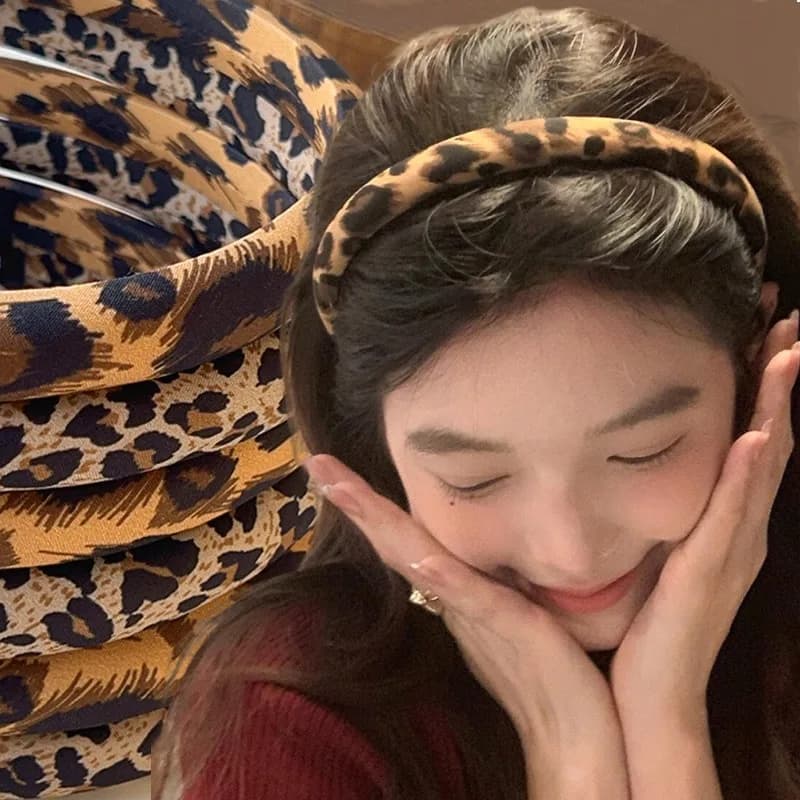 Fashion Headband Leopard Print Hair Bands for Women Girl Korean Vintage Leading Makeup Hoop Wide Headband Accessories Jewelry