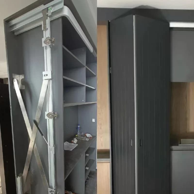 Wardrobe folding swing door track hardware butterfly door inverted insertion retractable hidden cabinet pocket door accessories