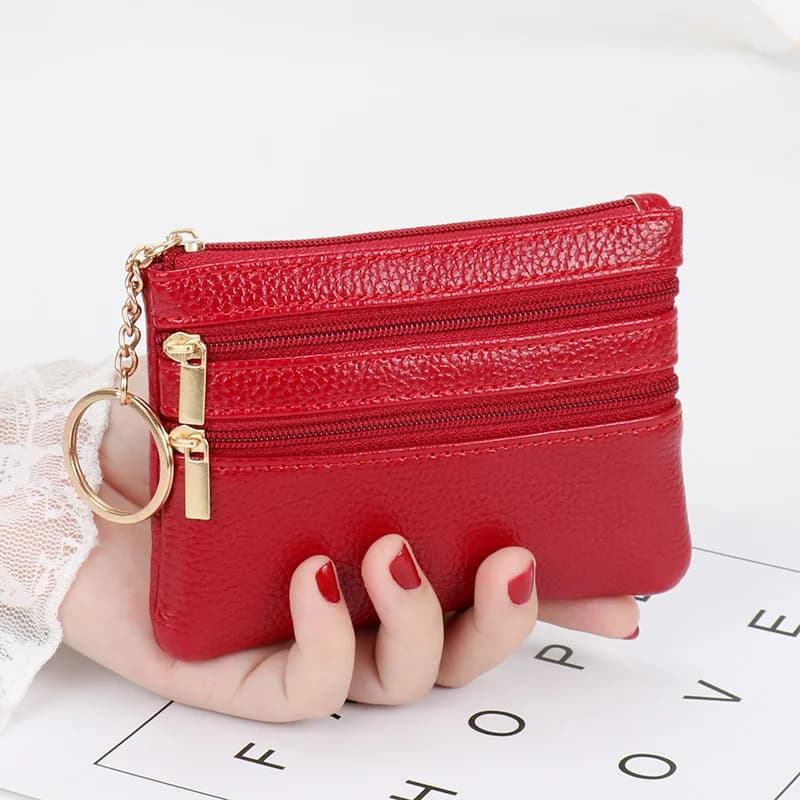 2023 Fashion Women Wallet Clutch Three Zip Female Short Small Coin Purse New Brand Design Soft Mini Card Holder Wallet Money Bag