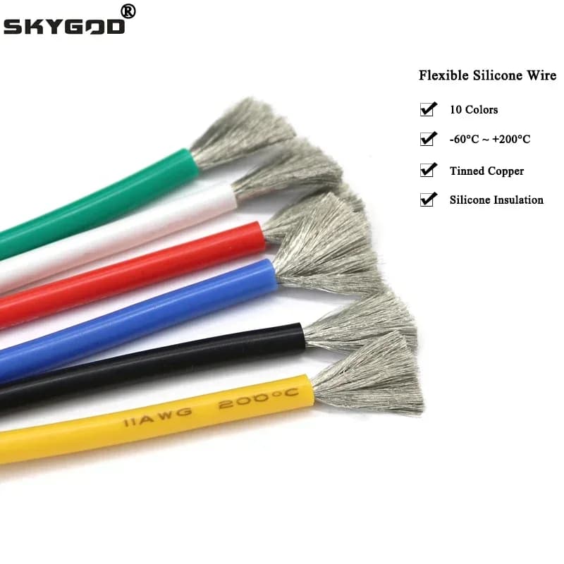 1M/5M Heat-resistant cable 30 28 26 24 22 20 18 16 15 14 13 12 10 AWG Ultra Soft Silicone Wire High Temperature Flexible Copper