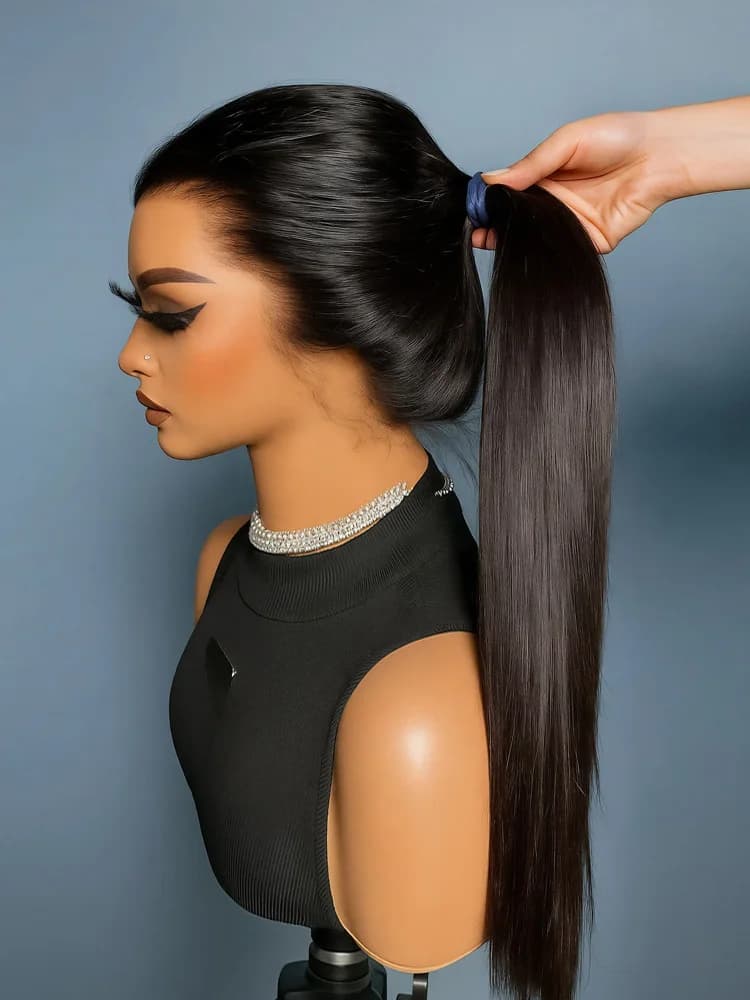 360 Full Lace Front Invisi-Drawstring Wigs Human Hair Bone Straight 13X4 HD Lace Front Wigs Pre Plucked 30 Inch Glueless 5X5 Wig