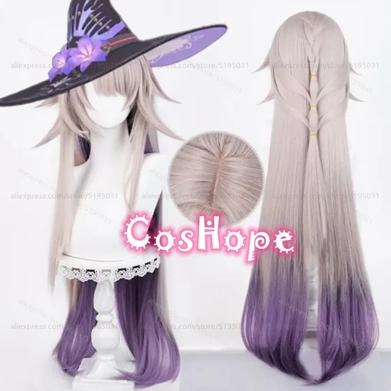 HSR The Herta Cosplay Wig 100cm Long Straight Purple Mixed Wig Cosplay Anime Cosplay Wig Heat Resistant Synthetic Wigs