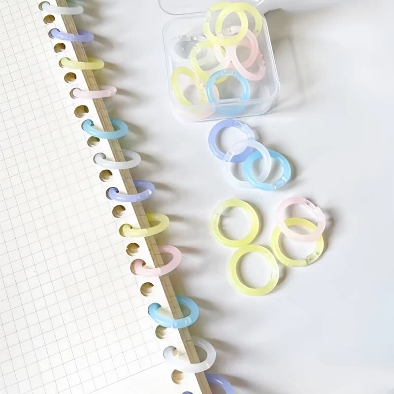 20/50pcs Colorful Loose-leaf Ring Assembly Binding Coil Plastic Detachable Punch Ring Buckle File Organization Office Accessorie