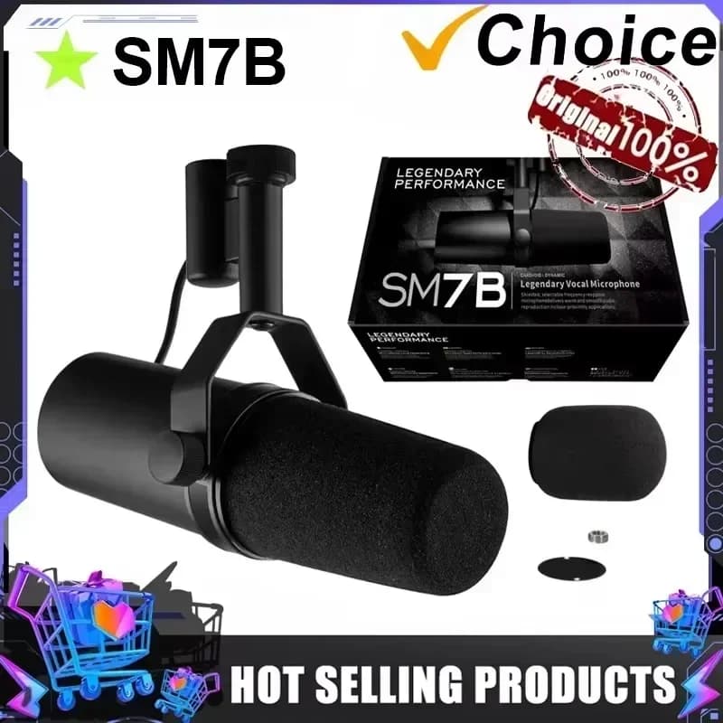 SM7B Professional Dynamic Cardioid Microphone For Live Vocals Recording Performance Studio Selectable Frequency Response Mic