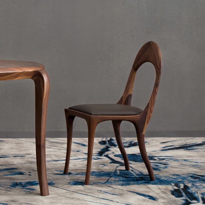 North American black walnut all solid wood dining chair Italian light luxury log chair head layer leather chair home custom