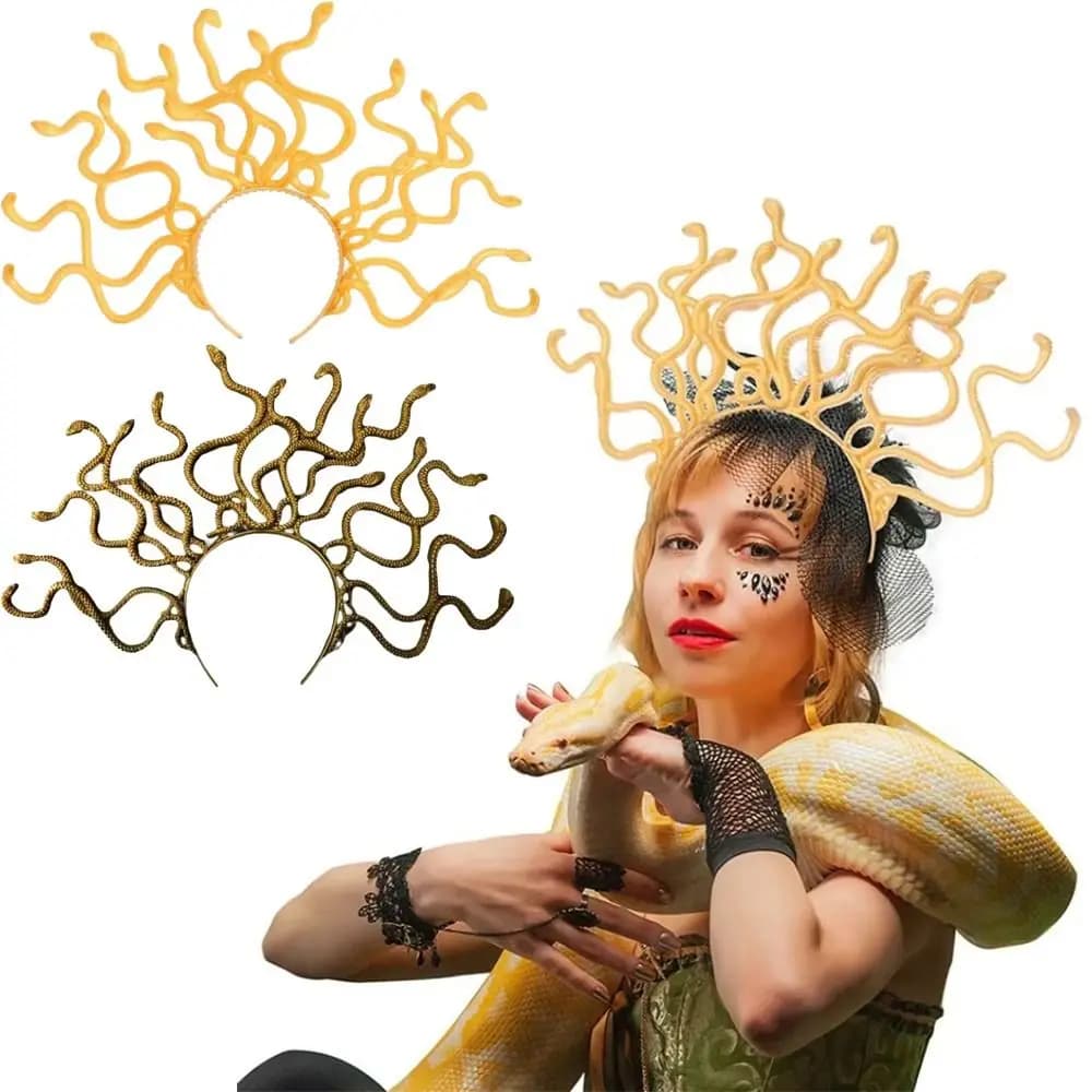 New Horror Halloween headband Punk Realistic Snake Hair Hoop Scar Nonslip Cosplay Costume Prop Party Supplies