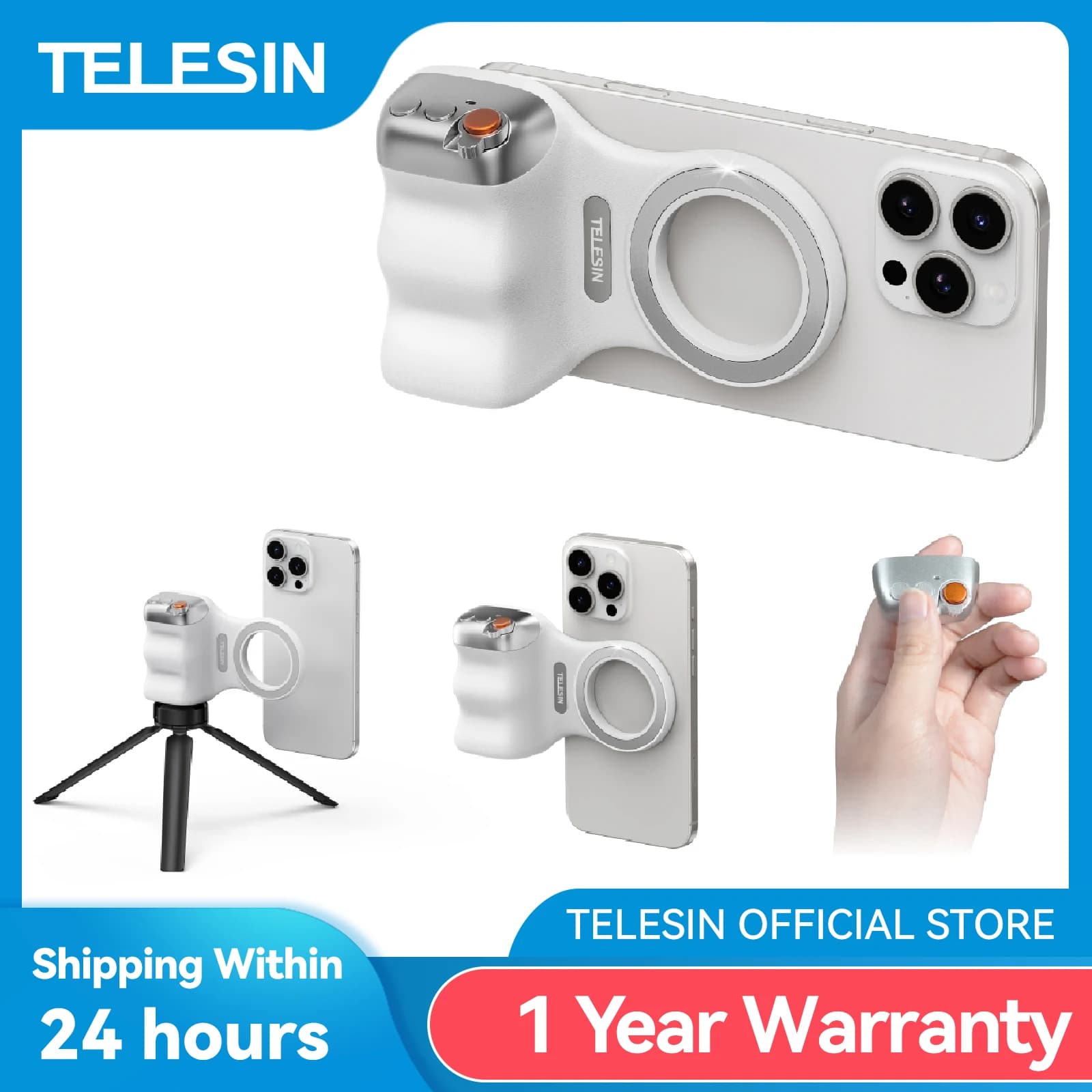 TELESIN Magnetic Phone Camera Shoot Hand Grip Phone Holder Shooting Aid Remote Control Handle for Iphone HUAWEI SAMSUNG Phone