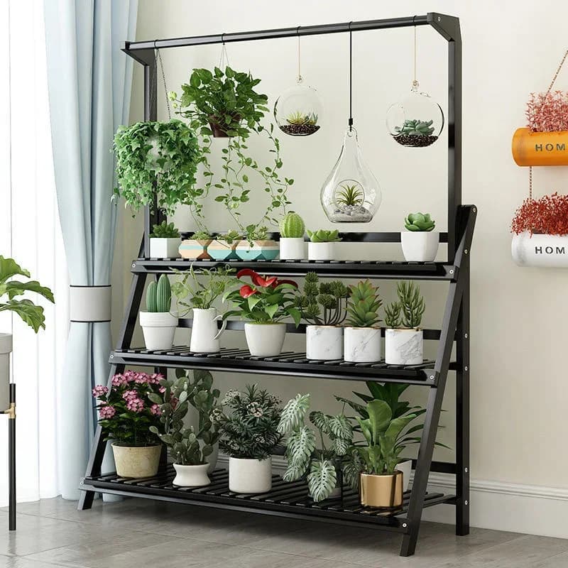Multilayer Hanging Plant Stand Beautiful Thick Flower Rack Folding Design for Home Decor Floor Standing Exquisite