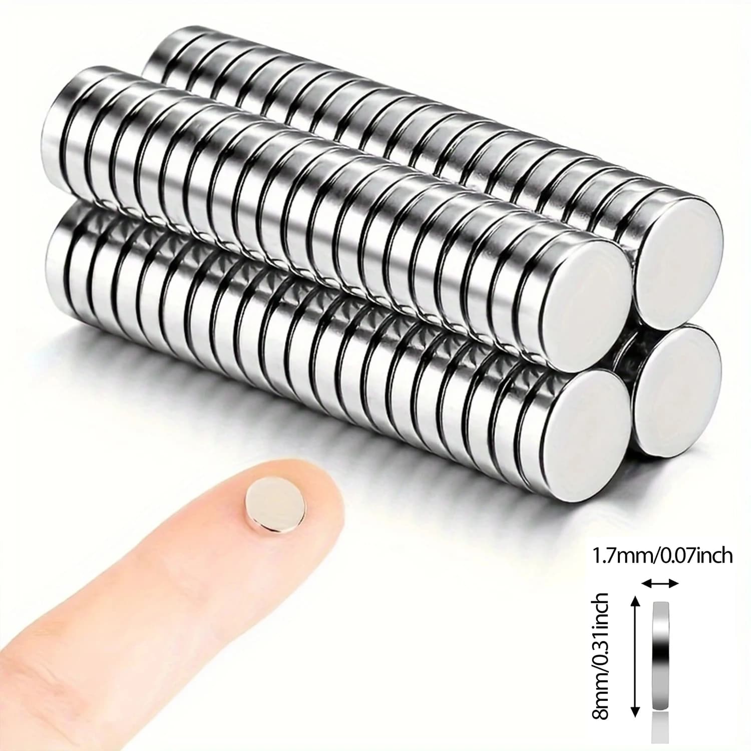Tiny Magnets, 8x1.7/8x2.7 mm Small Round Magnets, Magnets for Office, Whiteboard