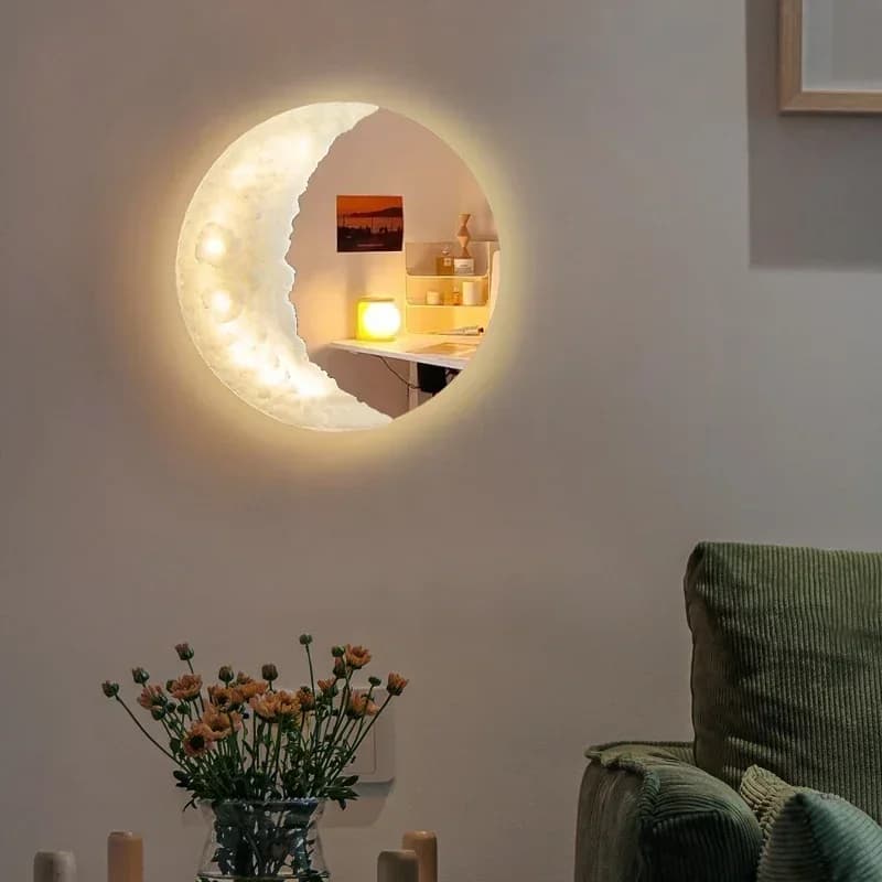 Nordic Romantic Moon Art Led Wall Lamp Bedroom Bedsides Decor Wall Secone Light Modern Aisle Corrdior Lighting Room Decor