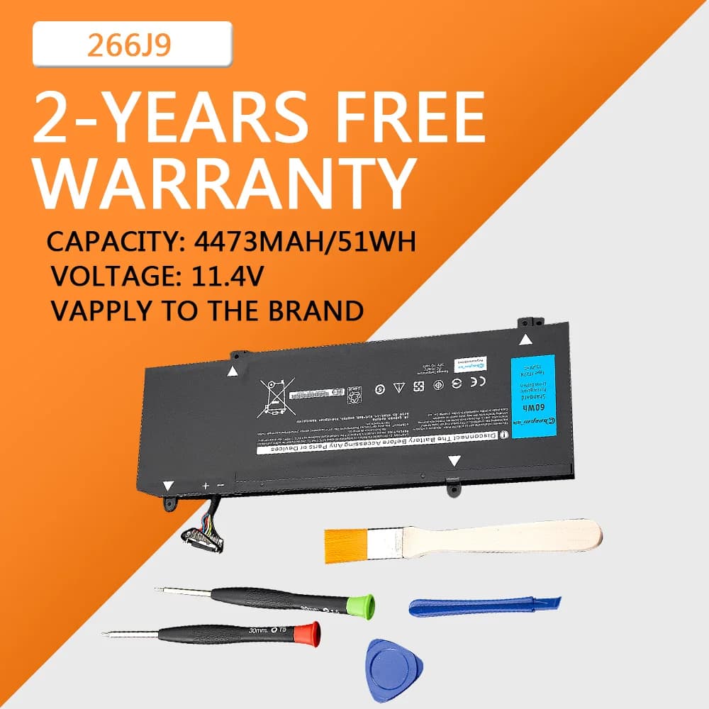 266J9 Laptop Battery for Dell G3 15 3590 3500 G5 15 5500 5505 Inspiron 14 5490 266J9 M4GWP PN1VN 11.4V 51WH