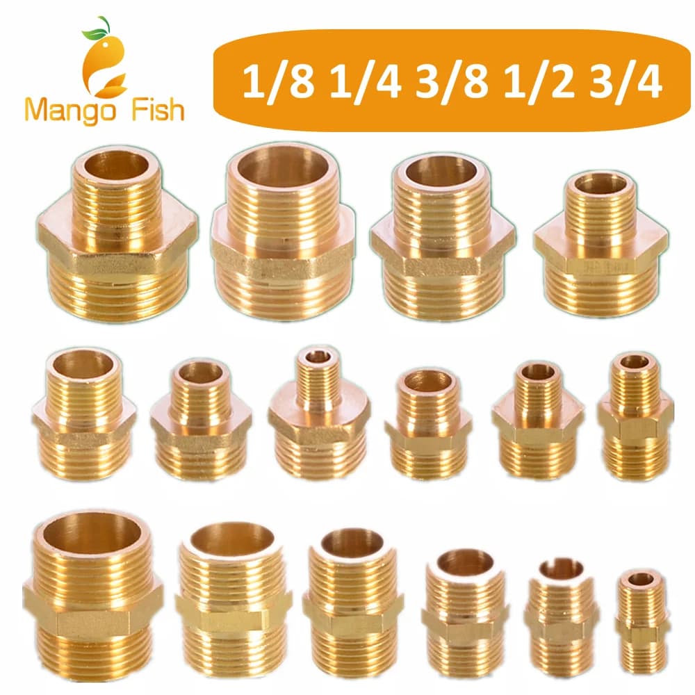 Brass Pipe Hex Nipple Fitting 1/8" 1/4" 3/8" 1/2" 3/4" 1" BSP Male Thread Quick Adapter Coupler Connector for Water Oil Gas