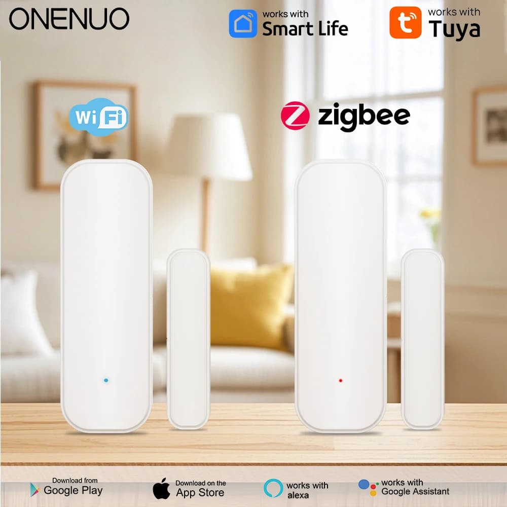 WiFi or Zigbee Window Door Sensor Tuya Smart Home Security Alarm System Voice Control Via Alexa Google Home Smart