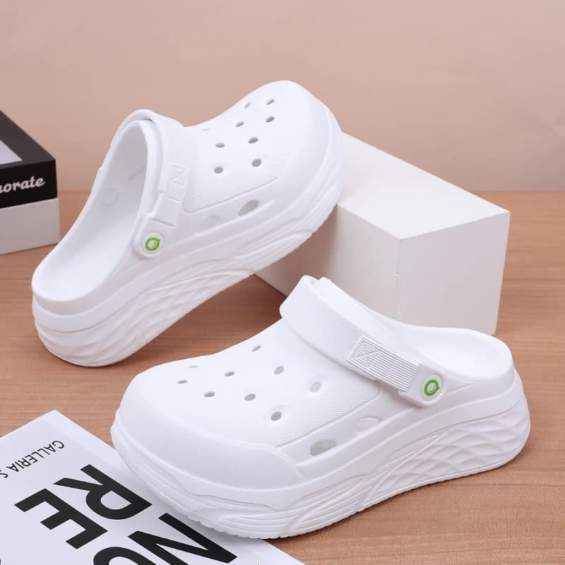 Women's Soft EVA Summer Slippers round Toe Flat Home Slides Dry Wedges Platform Beach Sandals with Thick Bottom for Garden Use