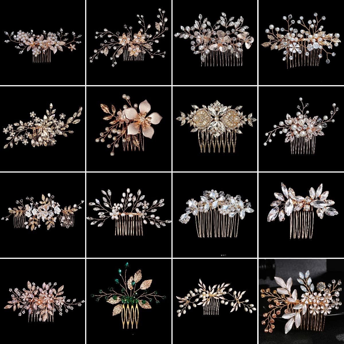 Golden Luxury Pearl Hair Comb Wedding Party Classic Jewellery Crystal Side Bangs Hair Clip For Women Elegant Headpieces