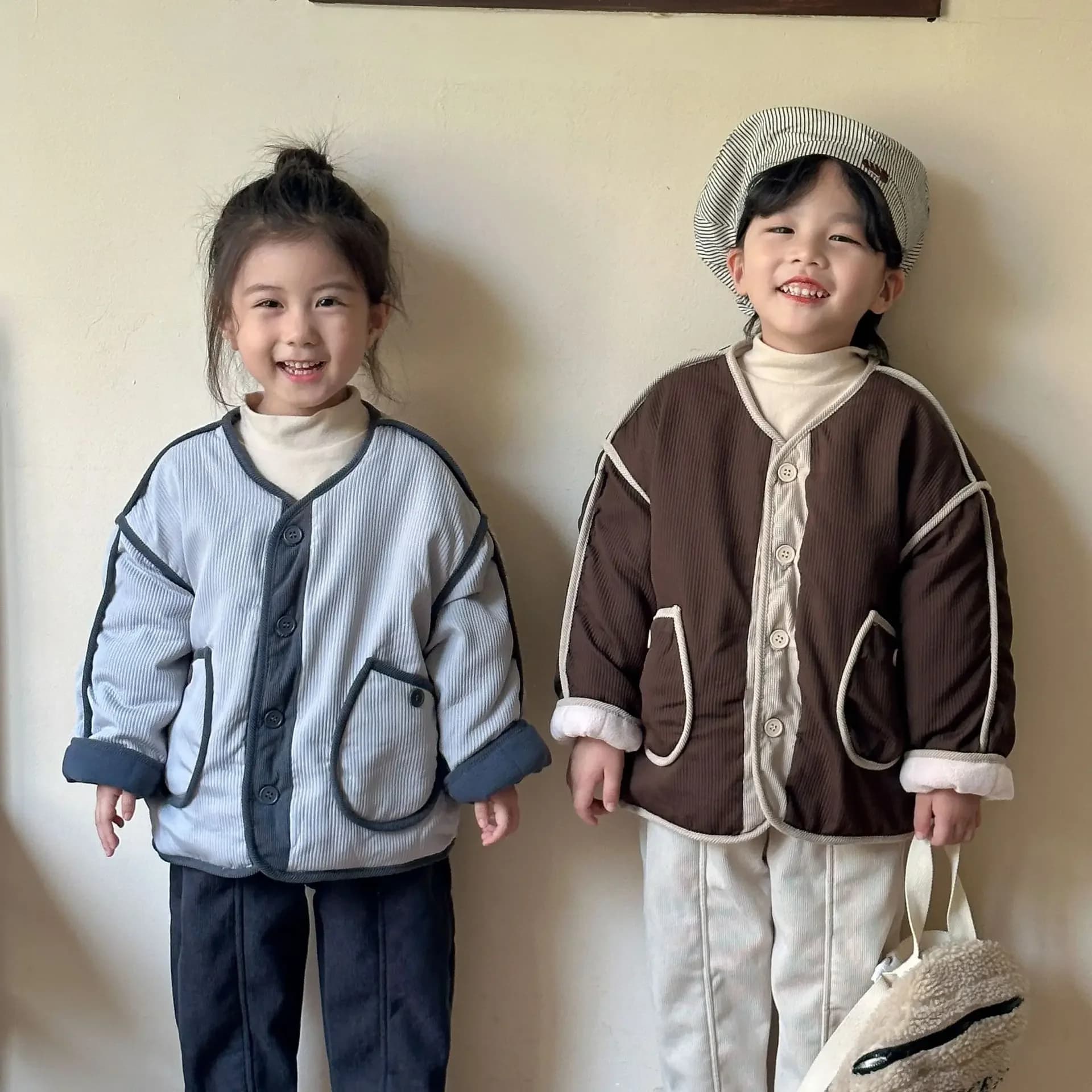 2024 Winter Children's Corduroy Fashion Thick Cotton Clothing