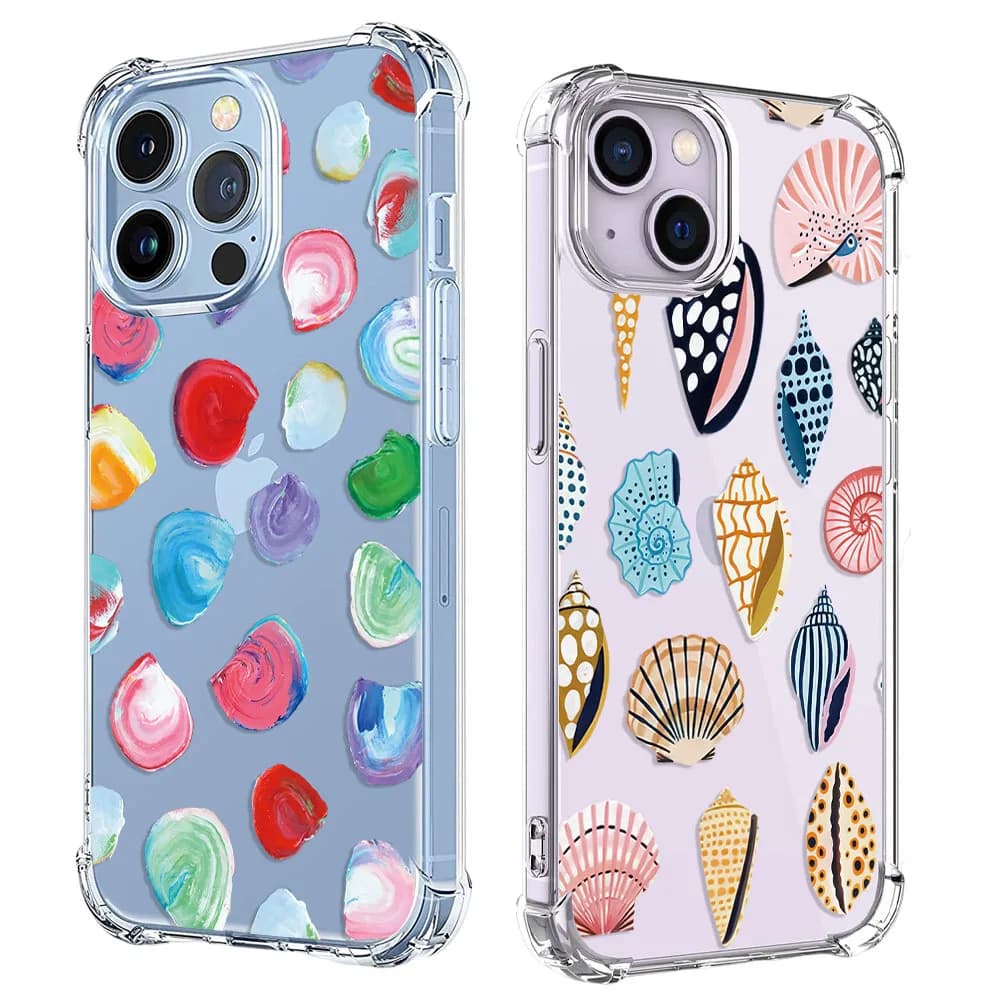 Colourful Shells Conch Phone Case For iPhone 15 14 13 12 11 Pro X XS XR Max 7 8 Plus Mini Shockproof Soft Clear TPU Back Cover
