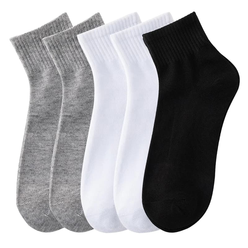 5Pairs/Set Men's Solid Color Socks Black White Business Socks Autumn Casual Man Breathable Sports Short Sock