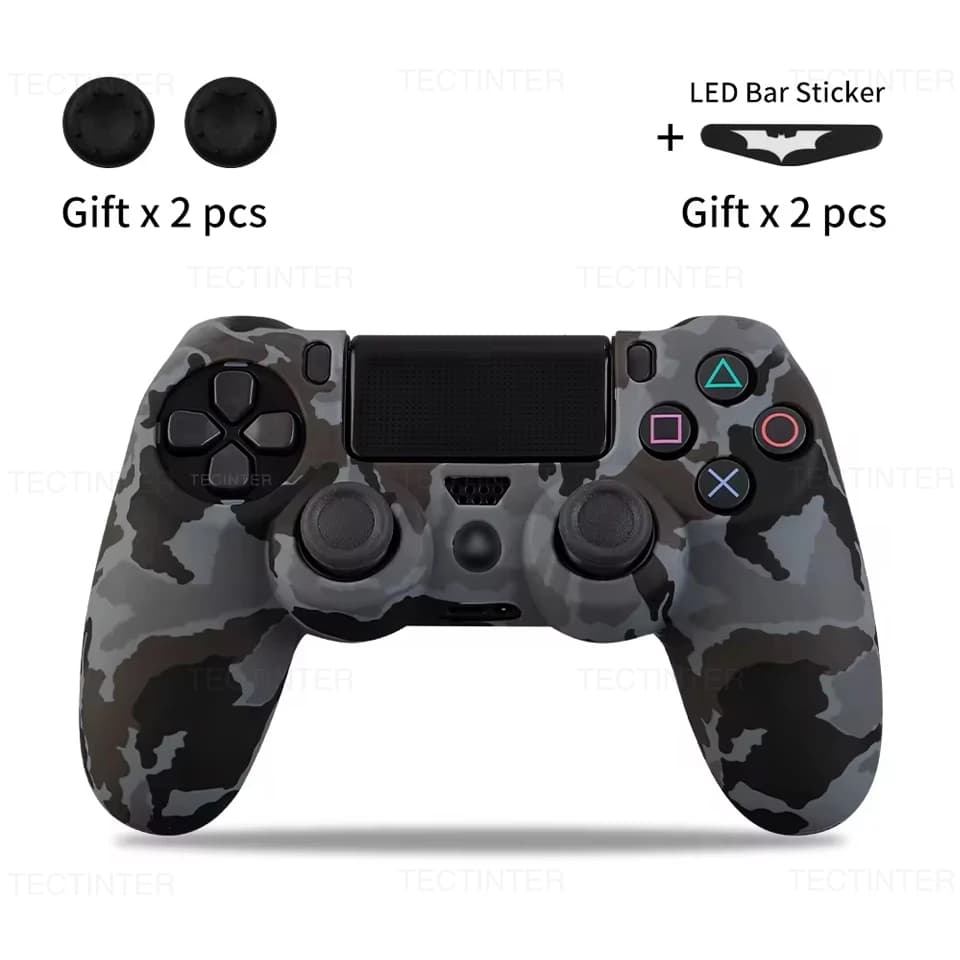 Silicone Rubber Case For Sony PS4 Controller Cover Shell with 2 thumbsticks Grips Cap For PS4 Pro Gamepads Joystick Accessories