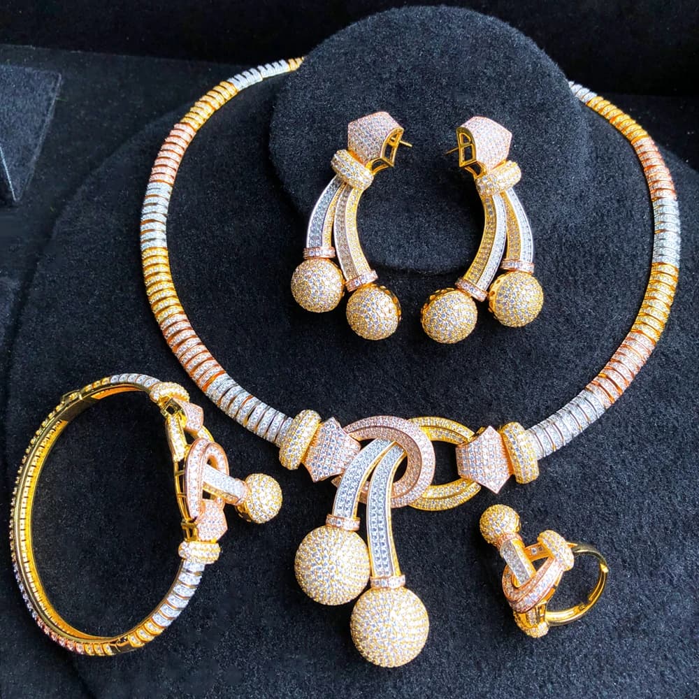 Missvikki Gorgeous Luxury Necklace Earrings Bangle Ring Jewelry Set Super Bridal Wedding Accessories High Quality New Fashion