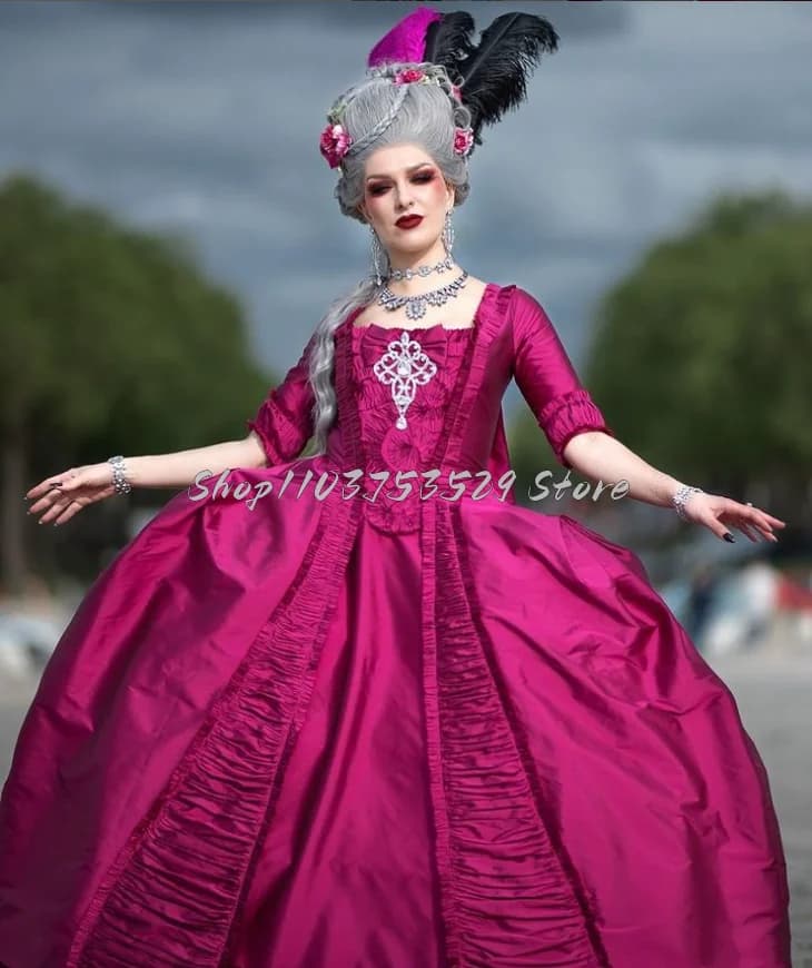 Elegant Rose Victorian Prom Dresses Delicate Square Neck Applique Bow Tie Half Sleeve Puffy Rococo Masquerade Party Customised