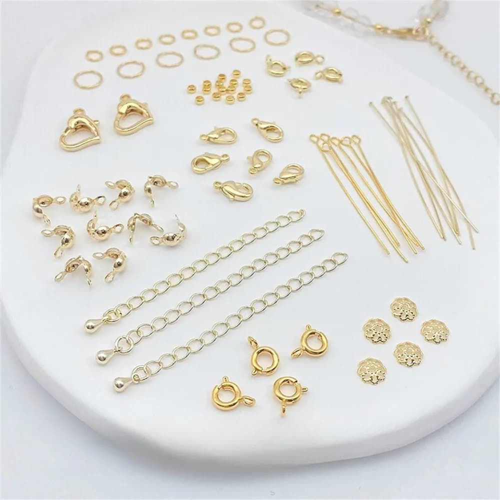 14K18K Gold-Color Base Material Diy Bracelet Finishing Accessories 9 Pin Open Ring Lobster Buckle Extension Chain