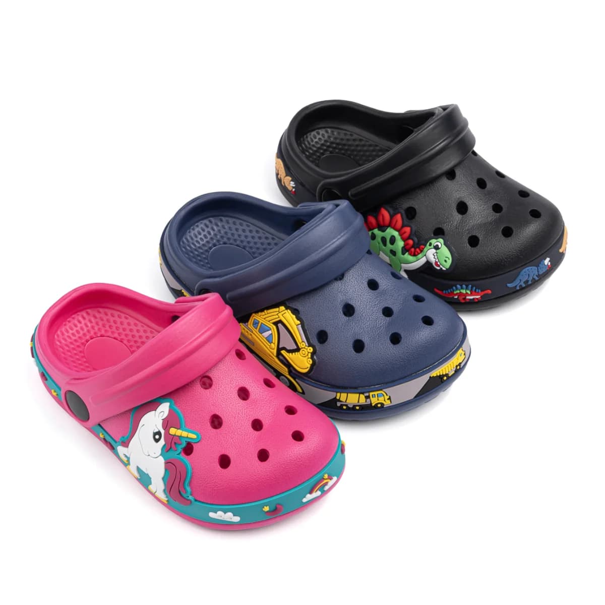 Toddler Girls Boys Flat Heel Sandals Cute Cartoons Unicorn Truck Dinosaur Hole Shoes Beach Water Sports Soft Anti-slip Sole Mule