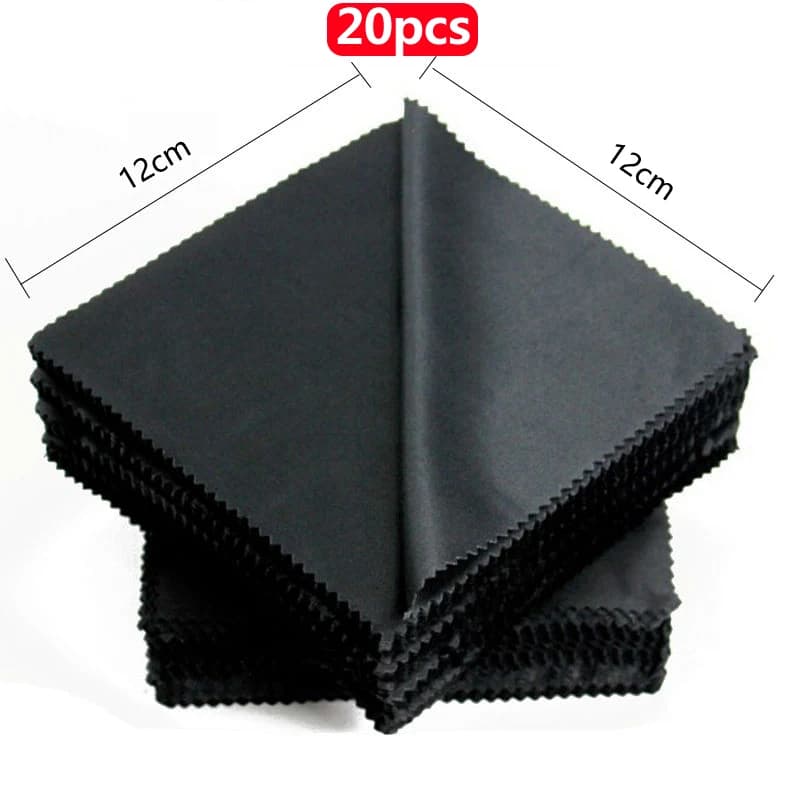 20 pcs/lot Black Microfiber Sunglasses Eyeglasses Cleaning Cloth 13*13cm Glasses Eyewear Clean Lens Cloth Accessories