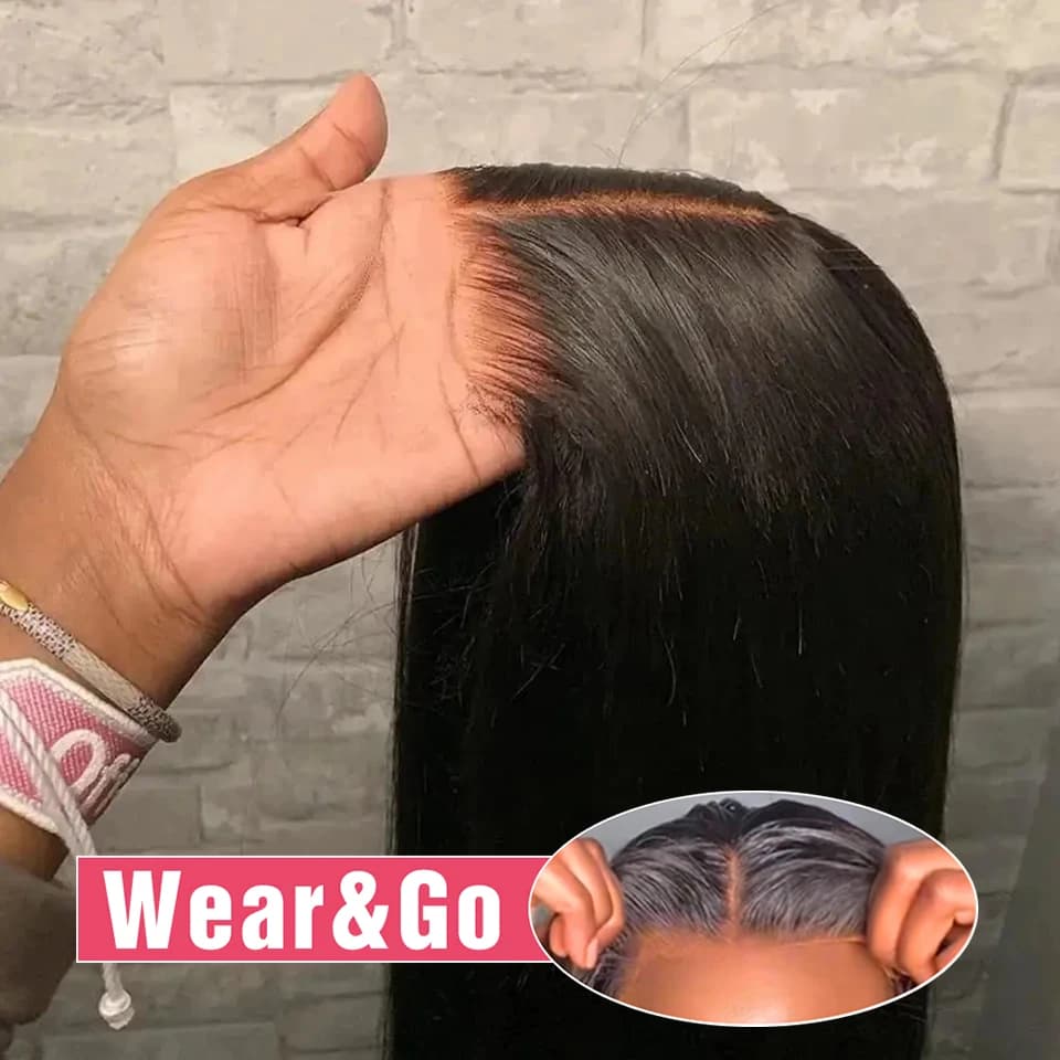 Straight Pre Cut Glueless Wig 100% Human Hair Ready To Wear Preplucked 13x6 HD Lace Frontal Wigs Human Hair For Women 36 40 Inch