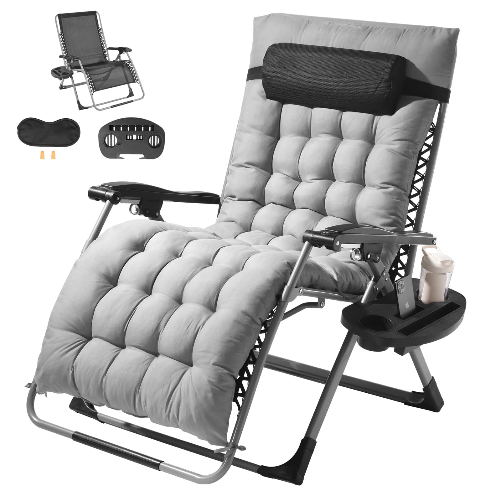 VEVOR Zero Gravity Chair Zero Gravity Recliner Lounge Chair Adjustable Anti Gravity Chair with Cushion Footrest and Cupholder