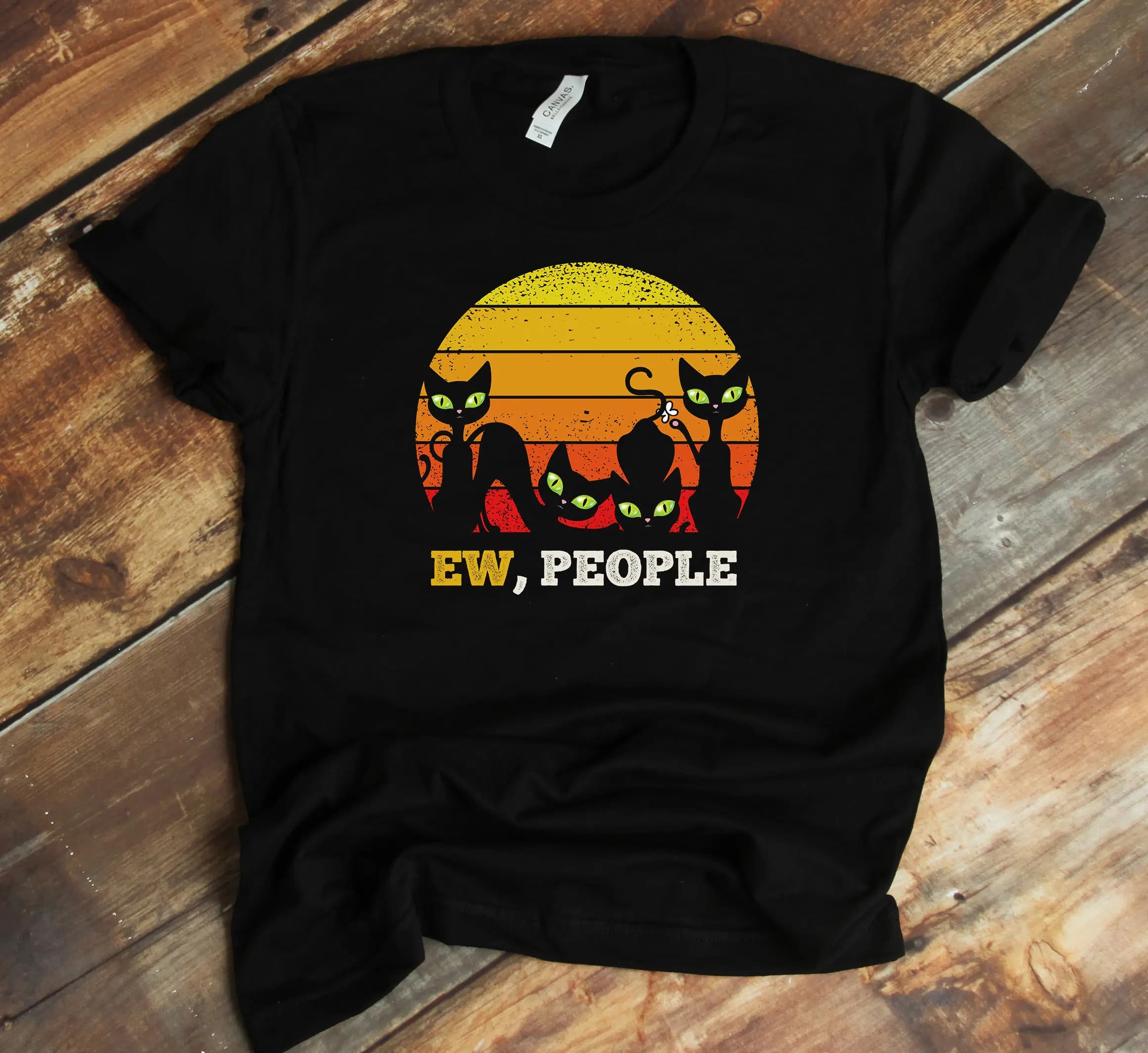 Ew People T Shirt I Don'T Like Retro Funny Cat Lover