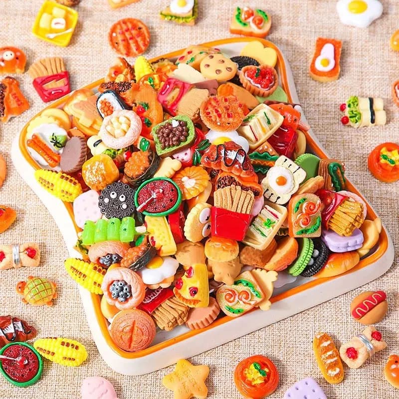Miniature Food Toys Mixed Resin Food Dolls Kitchen Pretend Toys Suitable for Dollhouse Kitchen Toys Resin Miniature Food