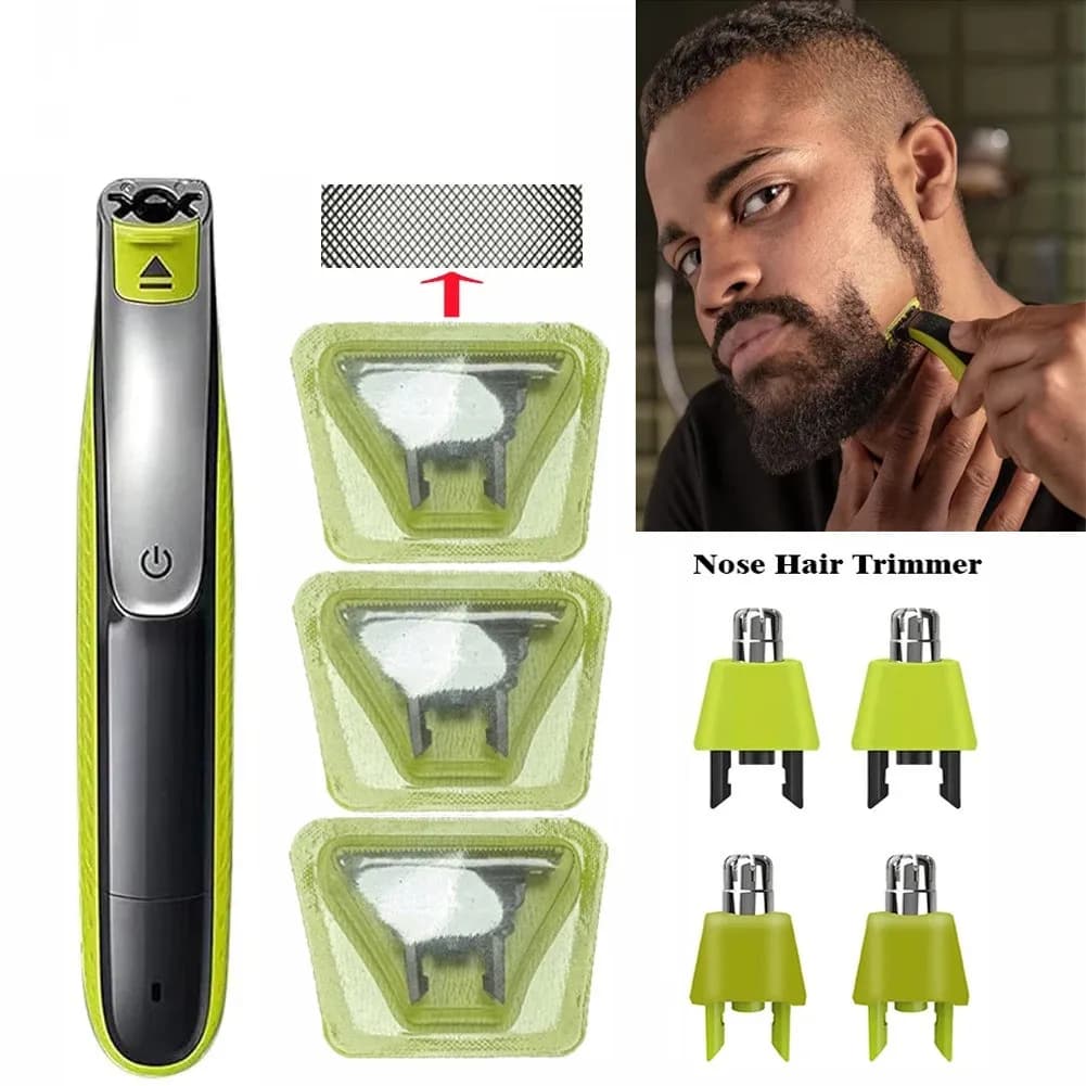 Hybrid electric beard trimmer accessories one blade replacement head/storage bag