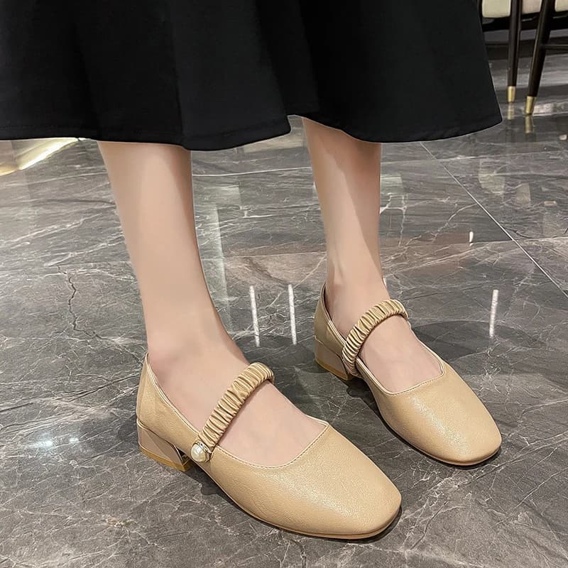 new High Quality Shoes for Women Mary Women's High Heels Summer Square Toe New Solid Office and Career Heels Women Zapatosn
