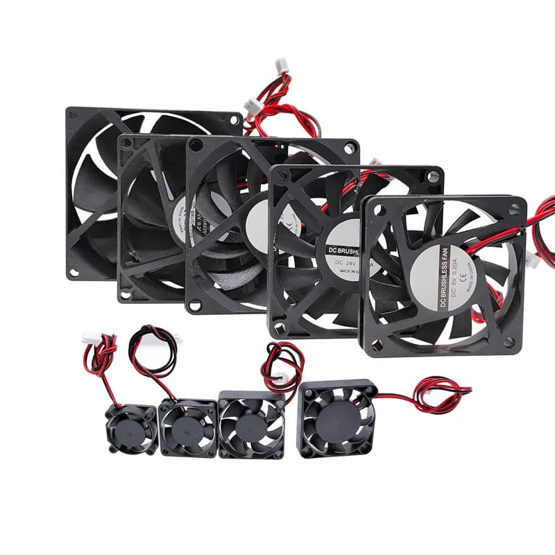 5Pcs DC Brushless Fans Computer Case Cooling CPU Fan 5V 12V 24V Sleeve Bearing 2 Lines 25/30/35/40/50/60/70/80*10mm 80/90*25mm