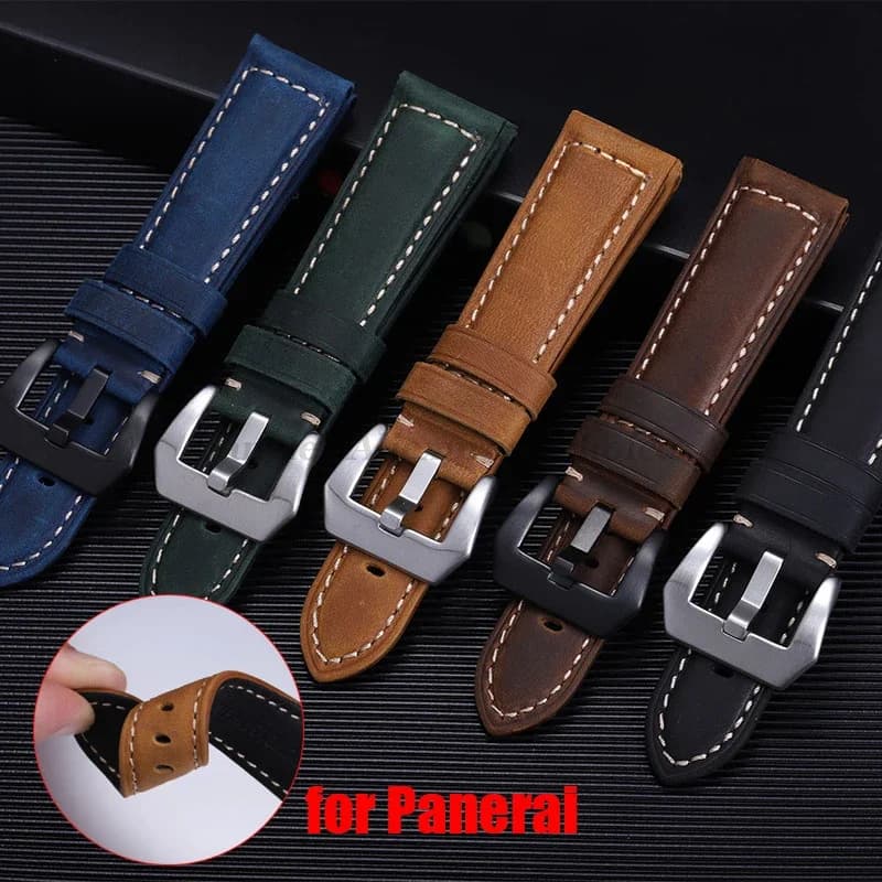 Genuine Leather Watch Band for Panerai High Quality Cowhide Crazy Horse Strap Men Sport Bracelet Watchband 20mm 22mm 24mm 26mm