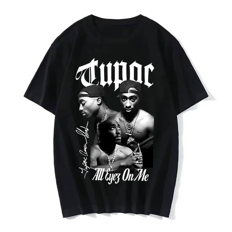 Summer Fashion T-shirt Rapper Tupac Top Hip Hop Street Wear Oversized Short Sleeve T shirt Men's And Women's Tshirts