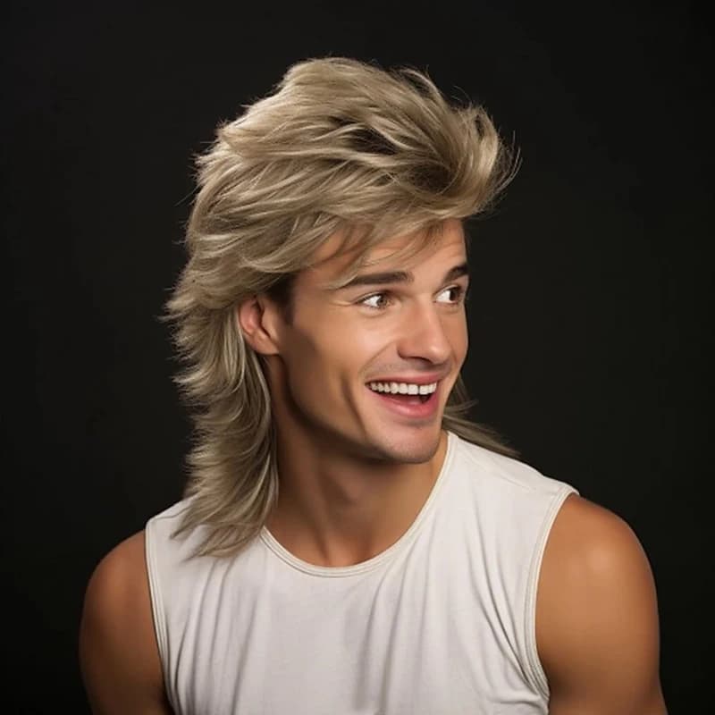 HAIRJOY Synthetic Hair Mullet Wigs for Men 70s & 80s Costume Party Synthetic Wigs