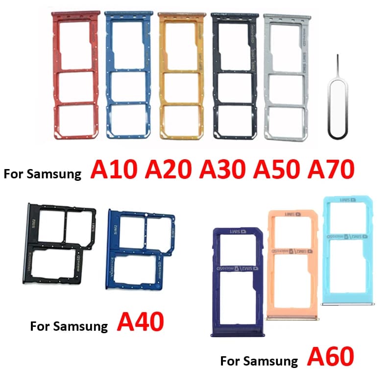 SIM Card Tray Adapter Holder For Samsung A10 A20 A30 A40 A50 A60 A70 A80 Phone Black Nano SIM Micro SD Card Slot