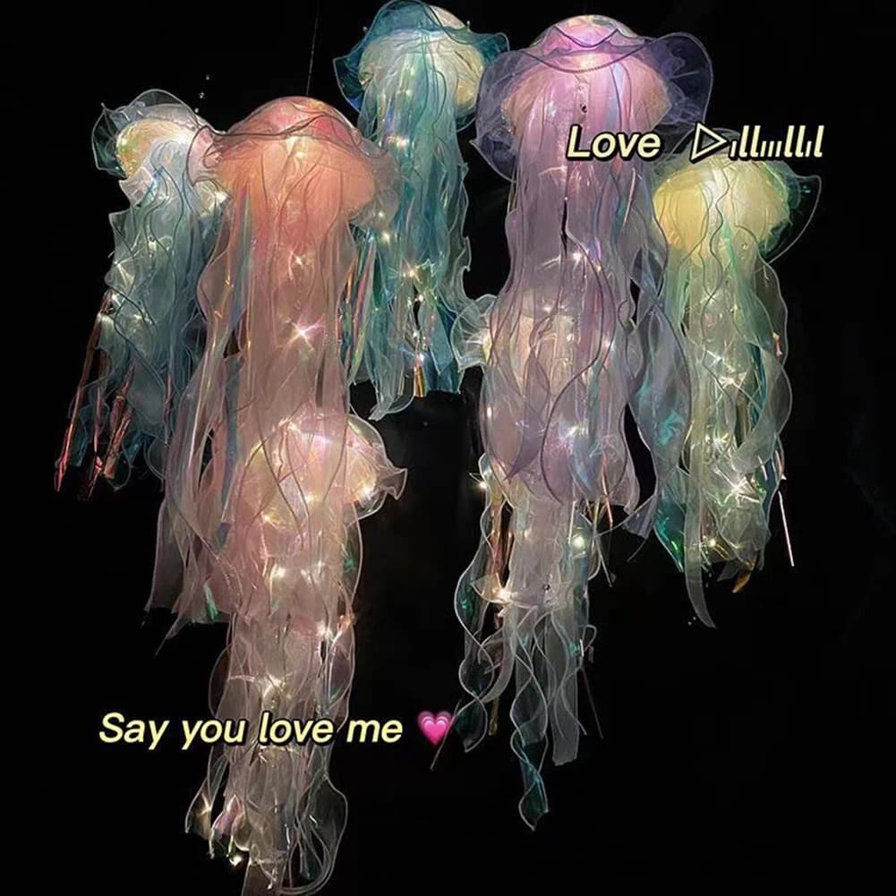 Jellyfish Lamp Jellyfish Atmosphere Night Light Button Battery Hanging Ceiling Lantern Creative Jellyfish lantern Photo Props