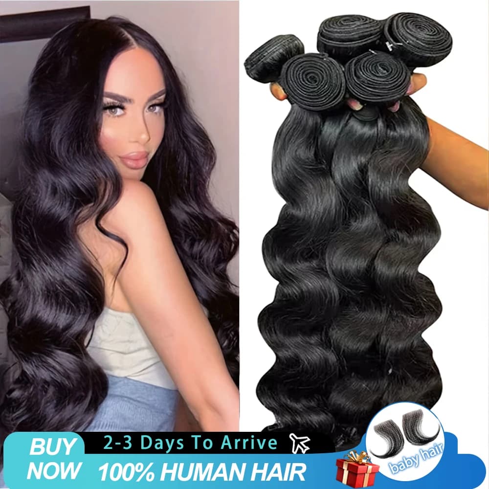 12A 30 40 Inch 100% Body Wave Bundles 100% Real Raw Human Hair Extensions Wet And Wavy Remy Weave Hair Bundles For Black Women