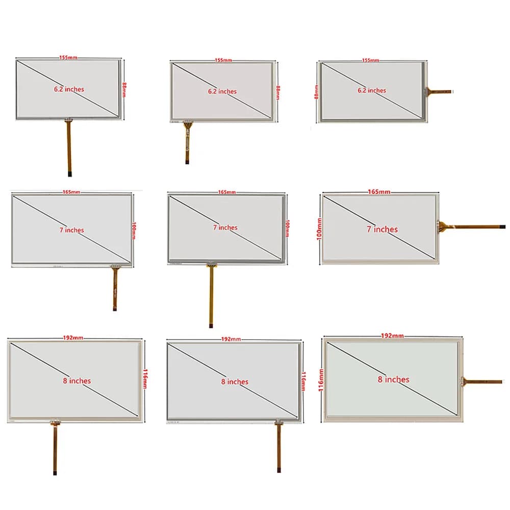 Universal 6.2/7/8/9 inch 4Pin Resistance Digitizer Touch Screen Panel Glass Car DVD GPS Navigation Center Console Multimedia