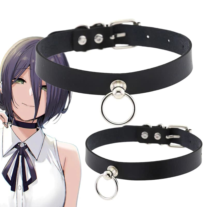 Anime Chainsaw Man Reze Cosplay Choker Dark Rock PU Leather Necklace Punk Gothic Harajuku Collarbone Chain Jewelry Accessor